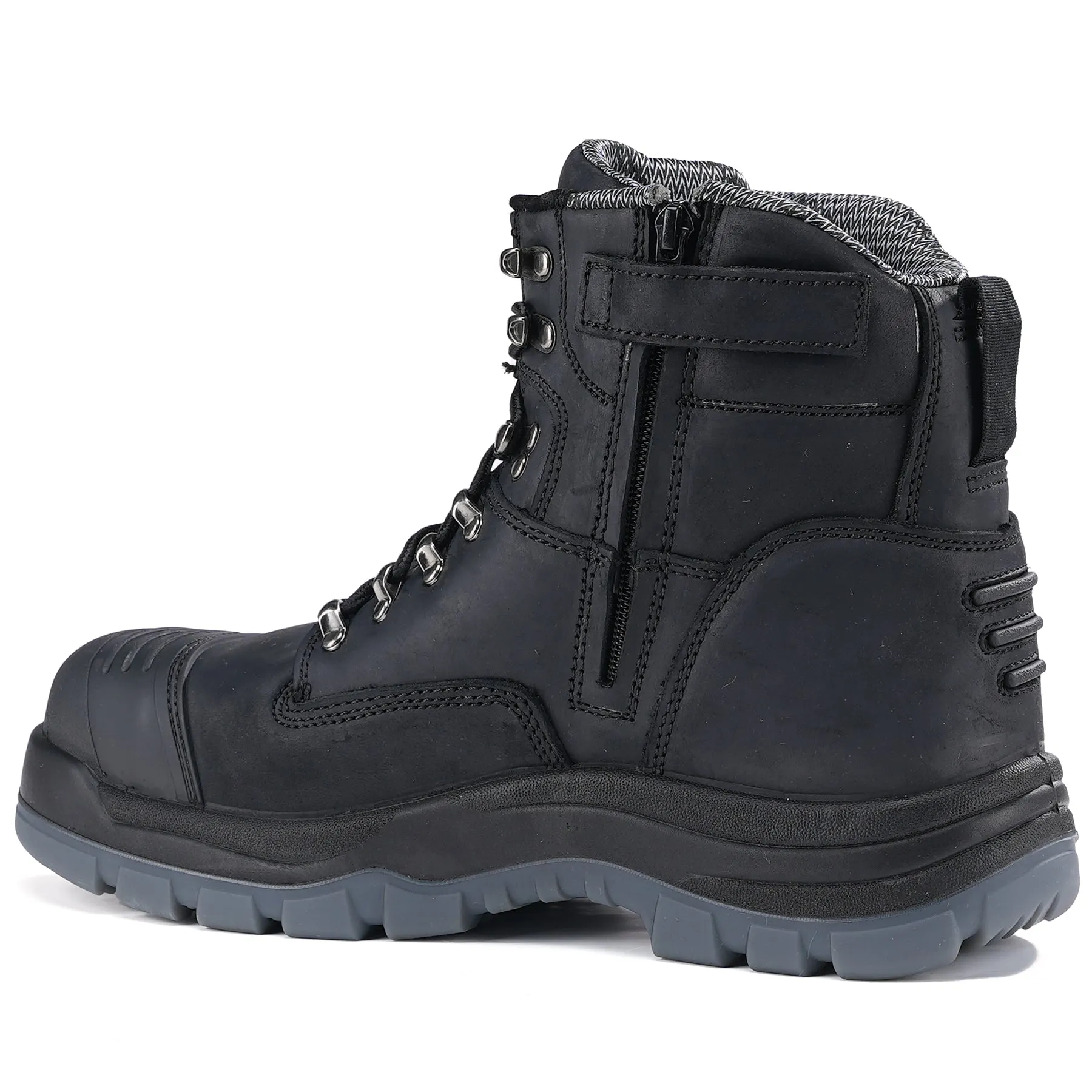 81N07 Work Boots for Men, Composite Toe, YKK Zipper, 6" Non-Slip Safety Leather Shoes, Static Dissipative, Breathable