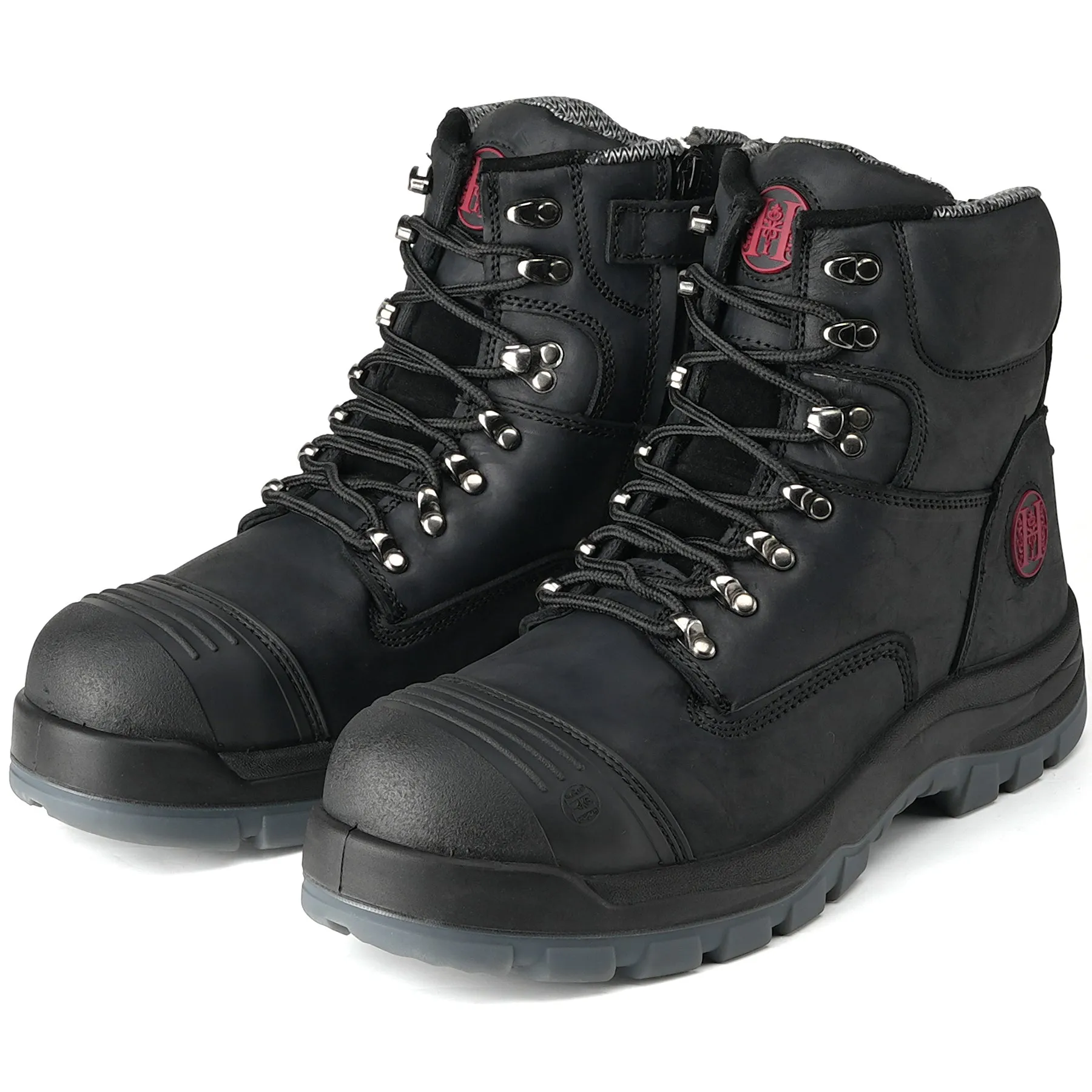 81N07 Work Boots for Men, Composite Toe, YKK Zipper, 6" Non-Slip Safety Leather Shoes, Static Dissipative, Breathable