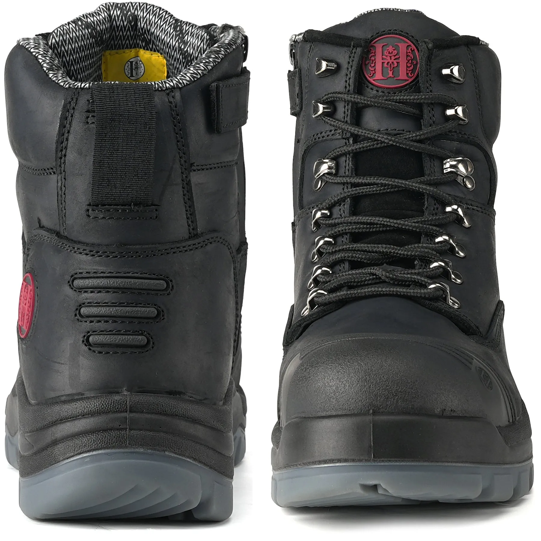 81N07 Work Boots for Men, Composite Toe, YKK Zipper, 6" Non-Slip Safety Leather Shoes, Static Dissipative, Breathable