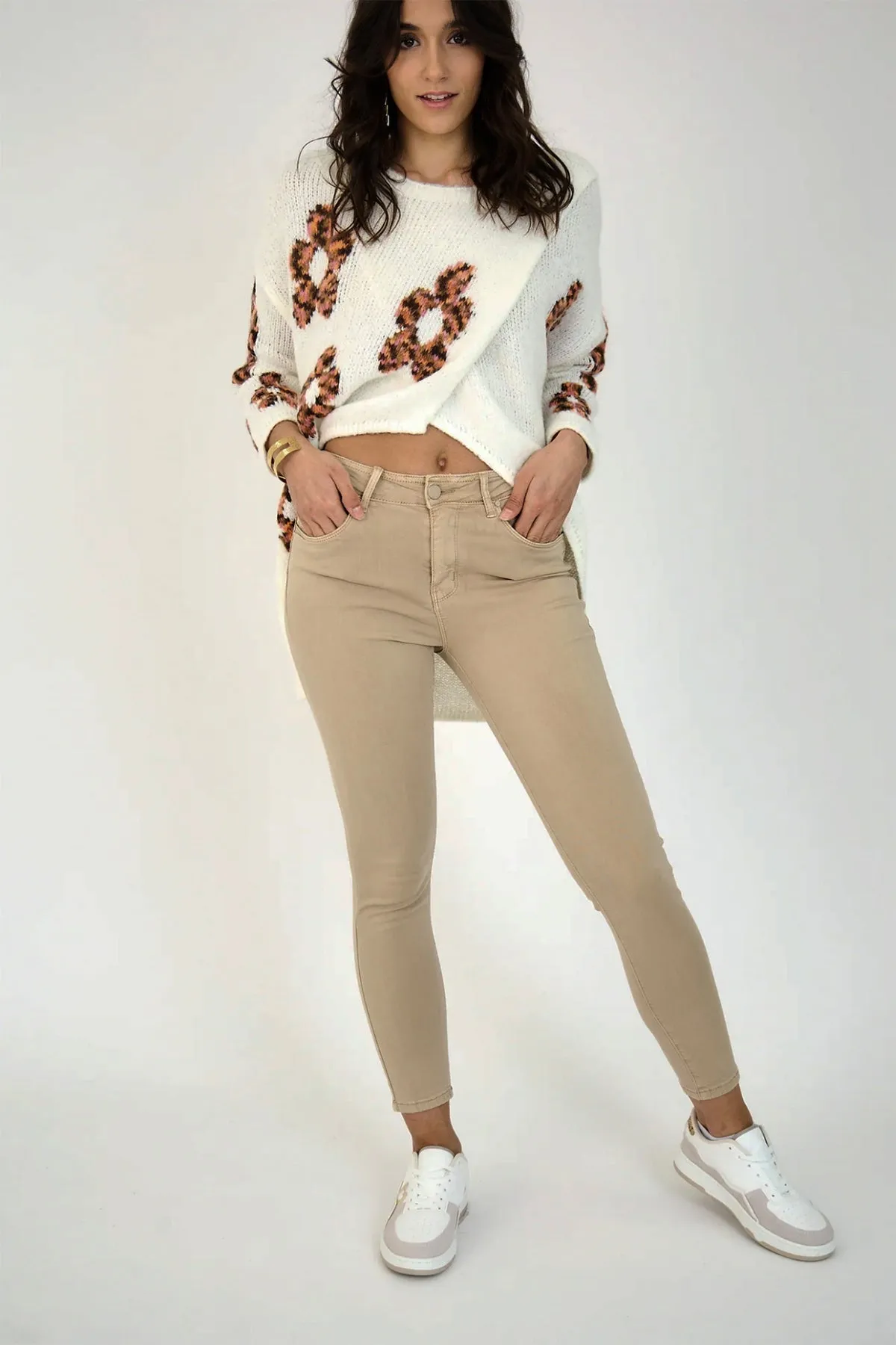 Anna High Rise Jeans - Stone - AL1