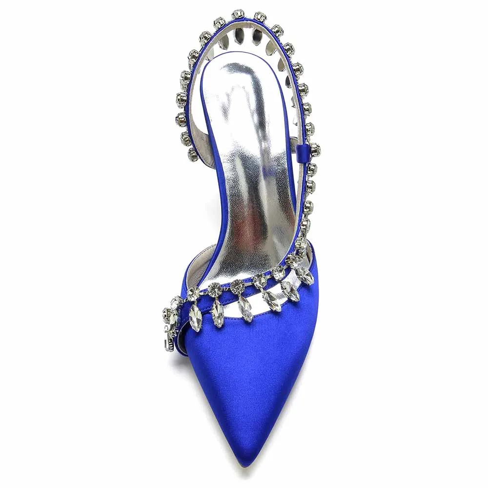 Beaded Wedding Satin Heels Ankle Strap Pumps Party Heels