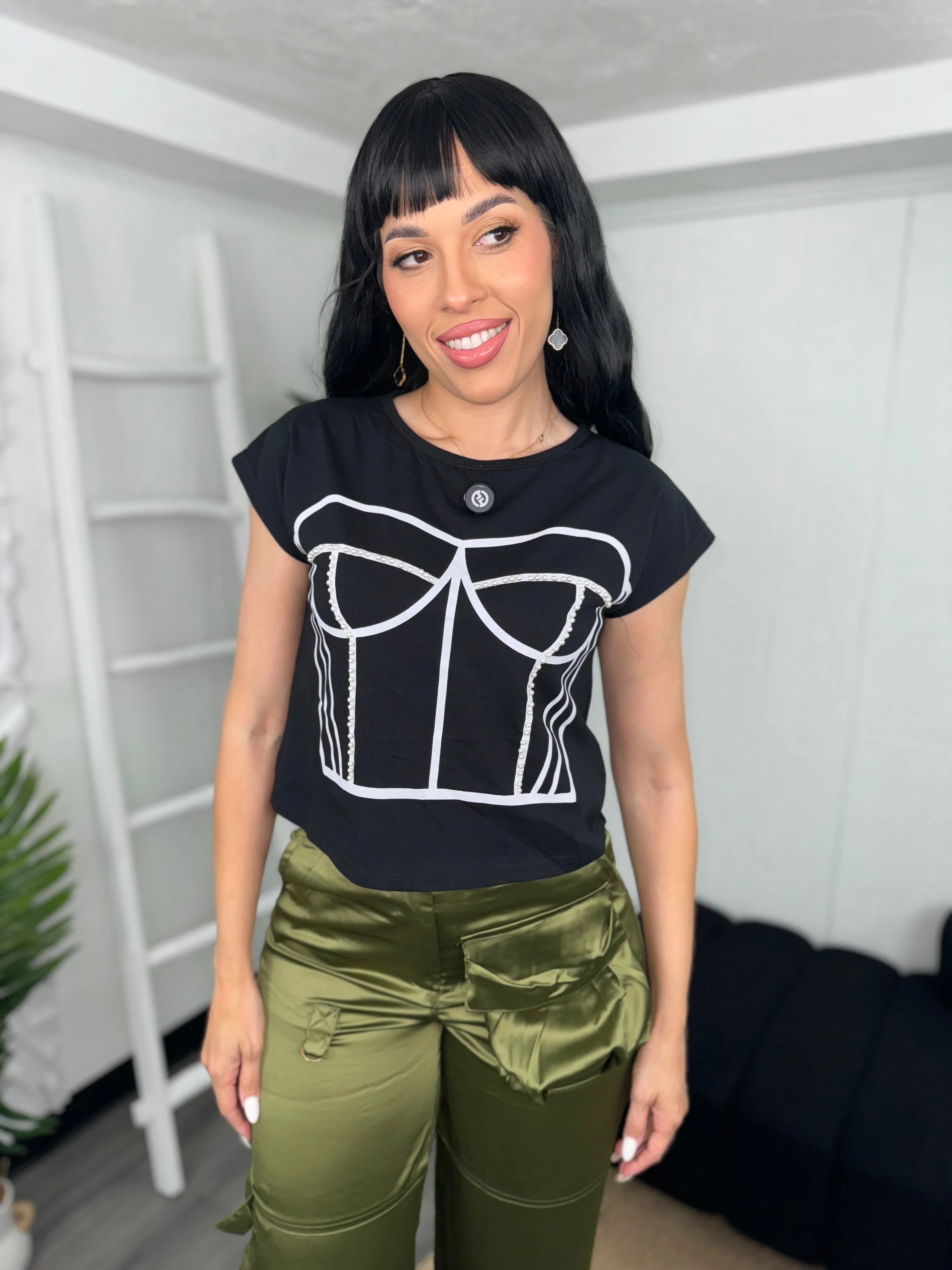 Black Corset T-Shirt (C39)