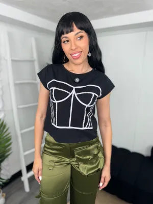 Black Corset T-Shirt (C39)