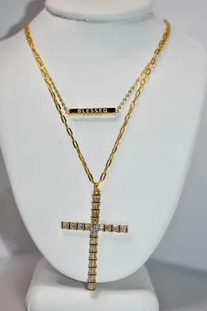 'BLESSED' Layered Necklace Set