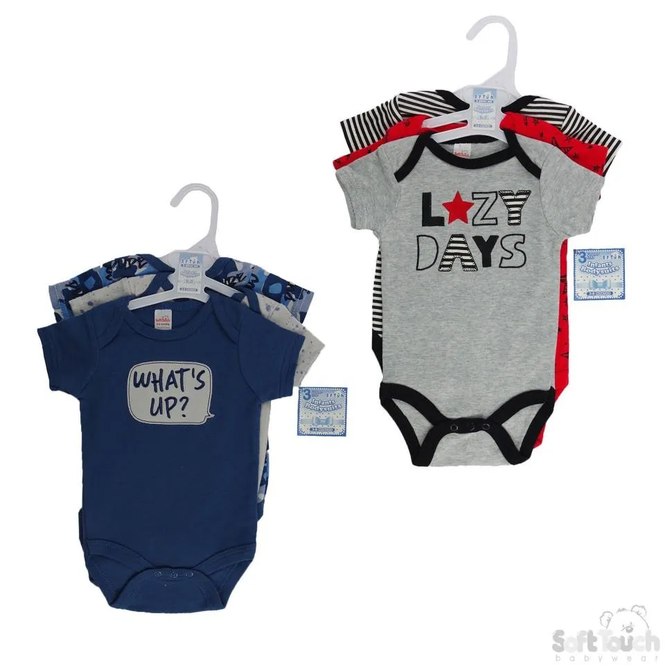 BOYS 3 PACK BODYSUITS (NB-9 MONTHS) BG124
