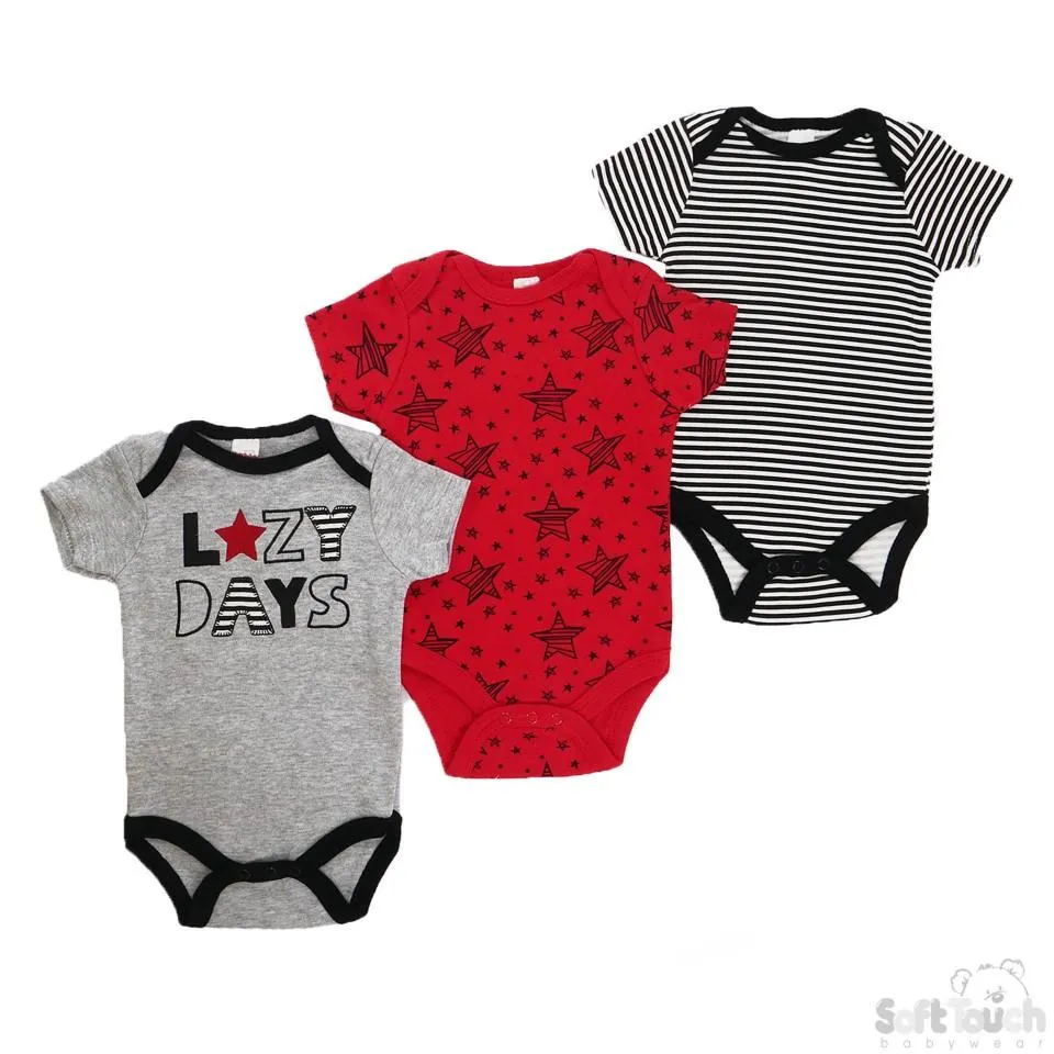 BOYS 3 PACK BODYSUITS (NB-9 MONTHS) BG124