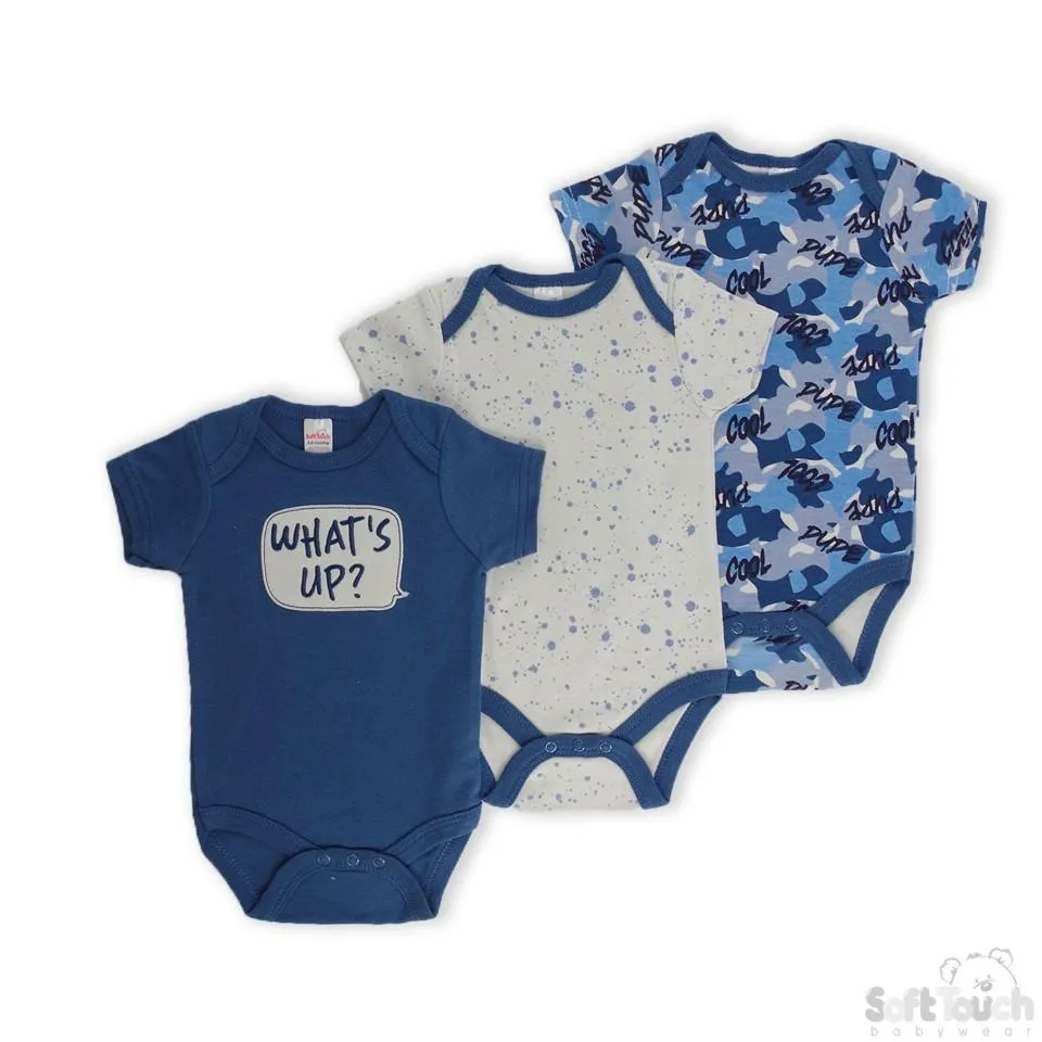 BOYS 3 PACK BODYSUITS (NB-9 MONTHS) BG124
