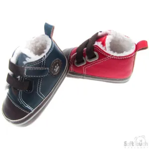 BOYS PU TRAINERS W/FUR LINING & PATCH: B1329