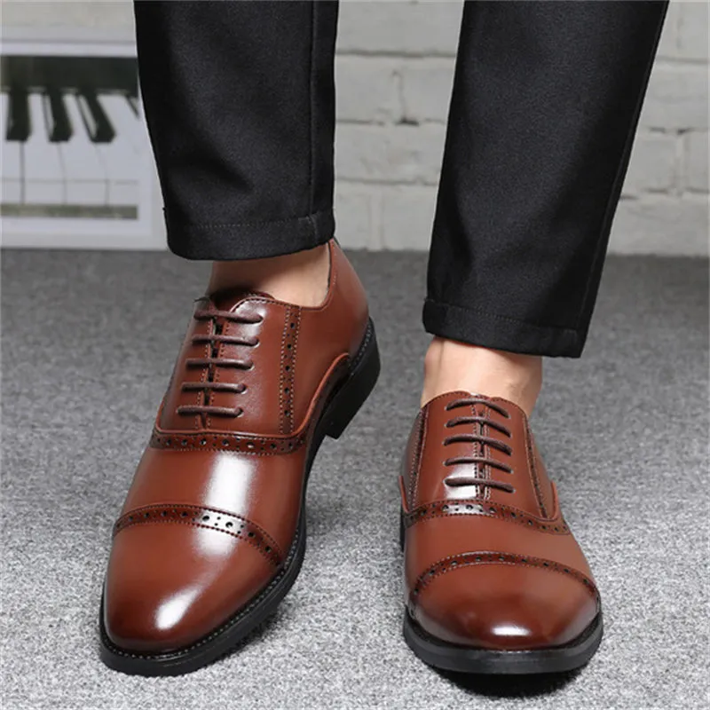 British Style Lace Up Cozy Men's Dress Shoes for Wedding