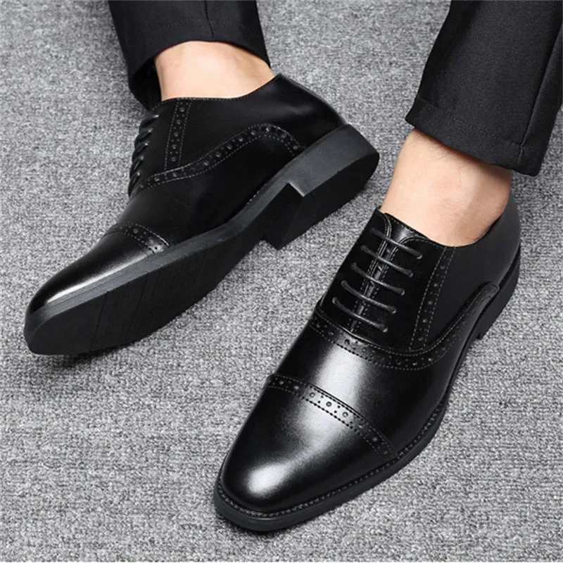 British Style Lace Up Cozy Men's Dress Shoes for Wedding