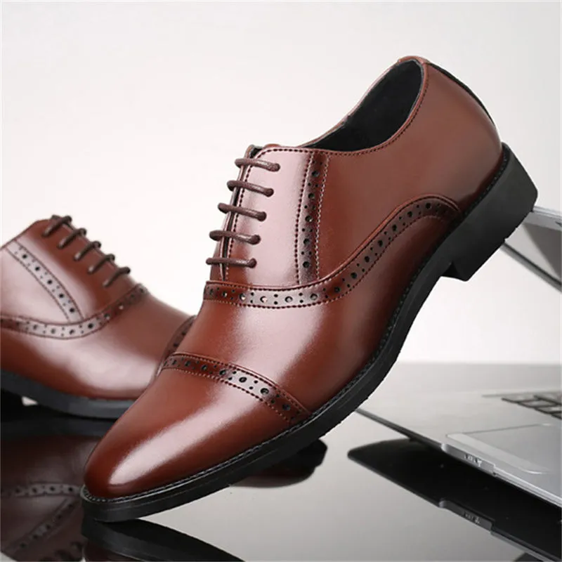 British Style Lace Up Cozy Men's Dress Shoes for Wedding