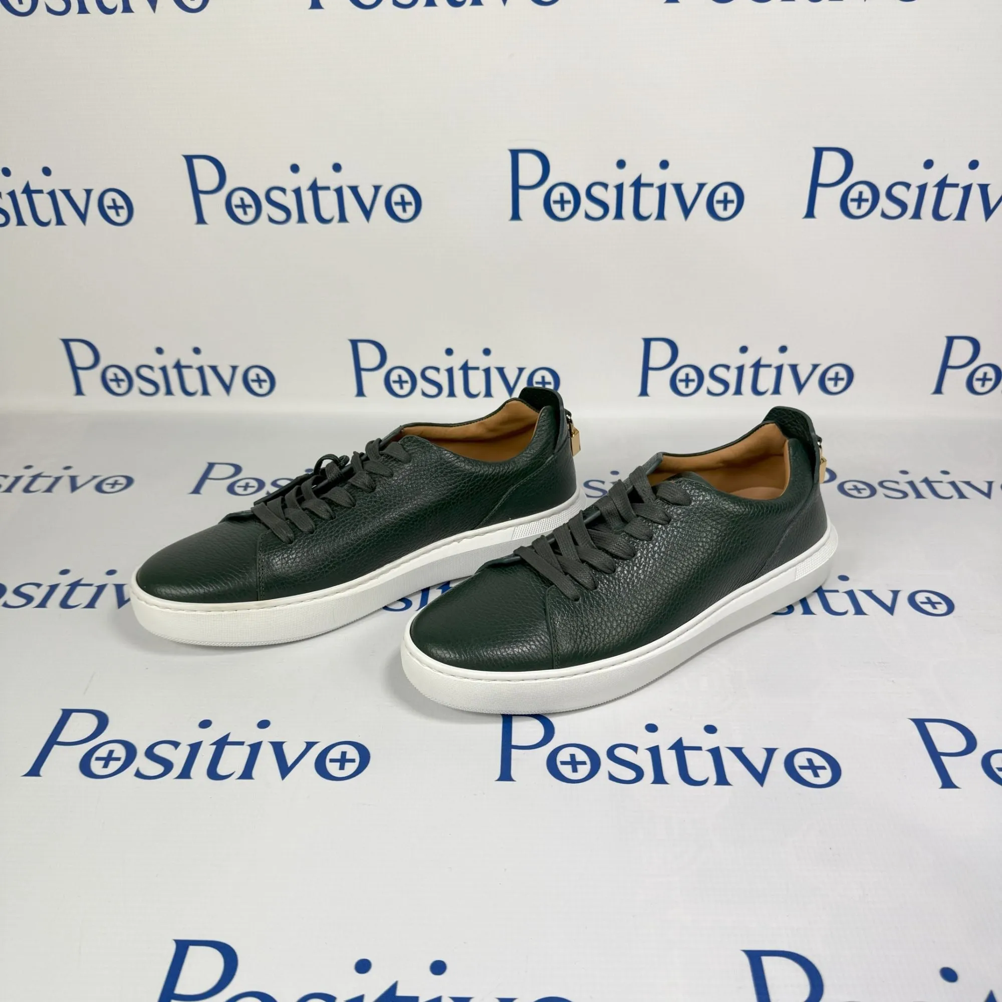Buscemi Mens Uno Alce Emerald Leather Low Top Sneakers