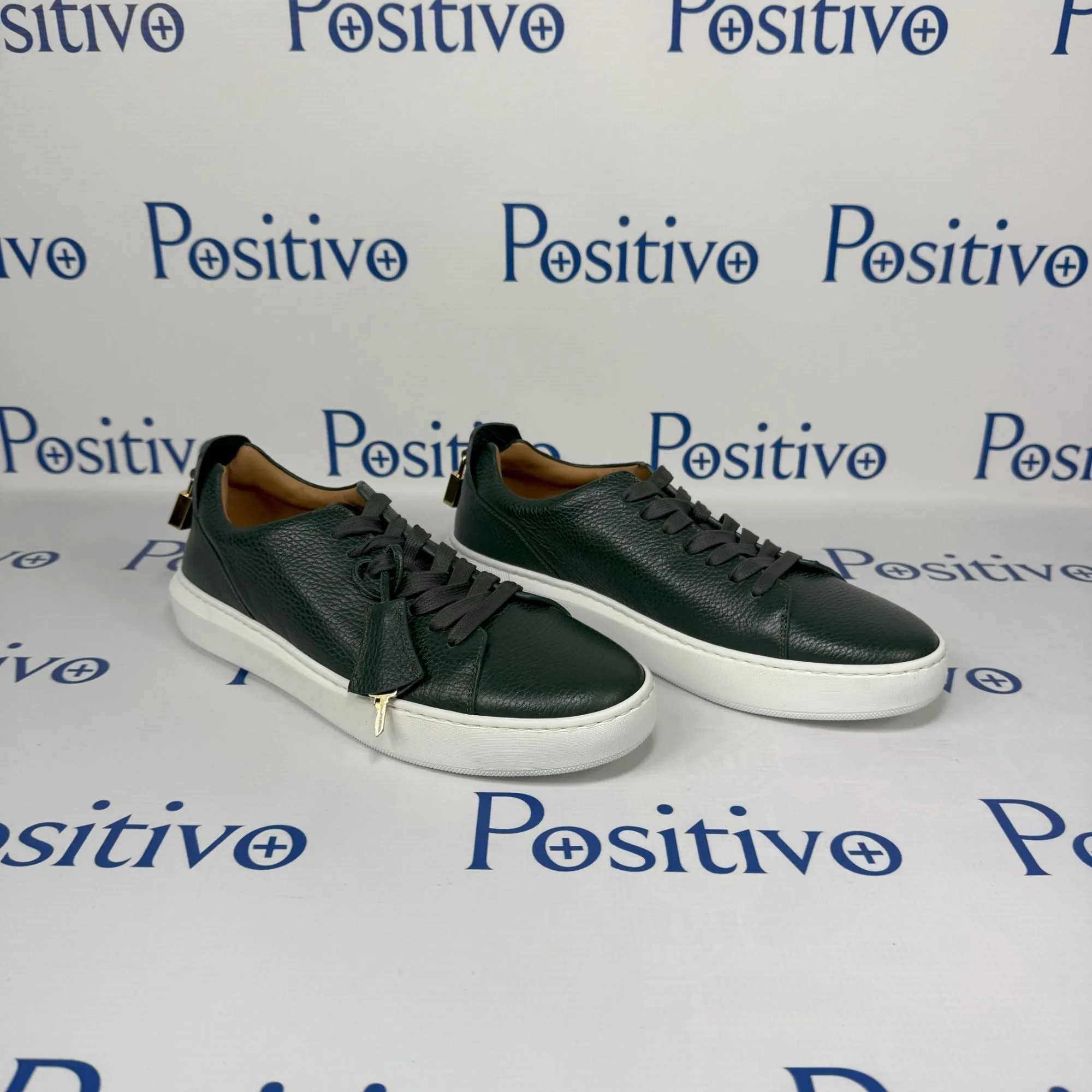 Buscemi Mens Uno Alce Emerald Leather Low Top Sneakers