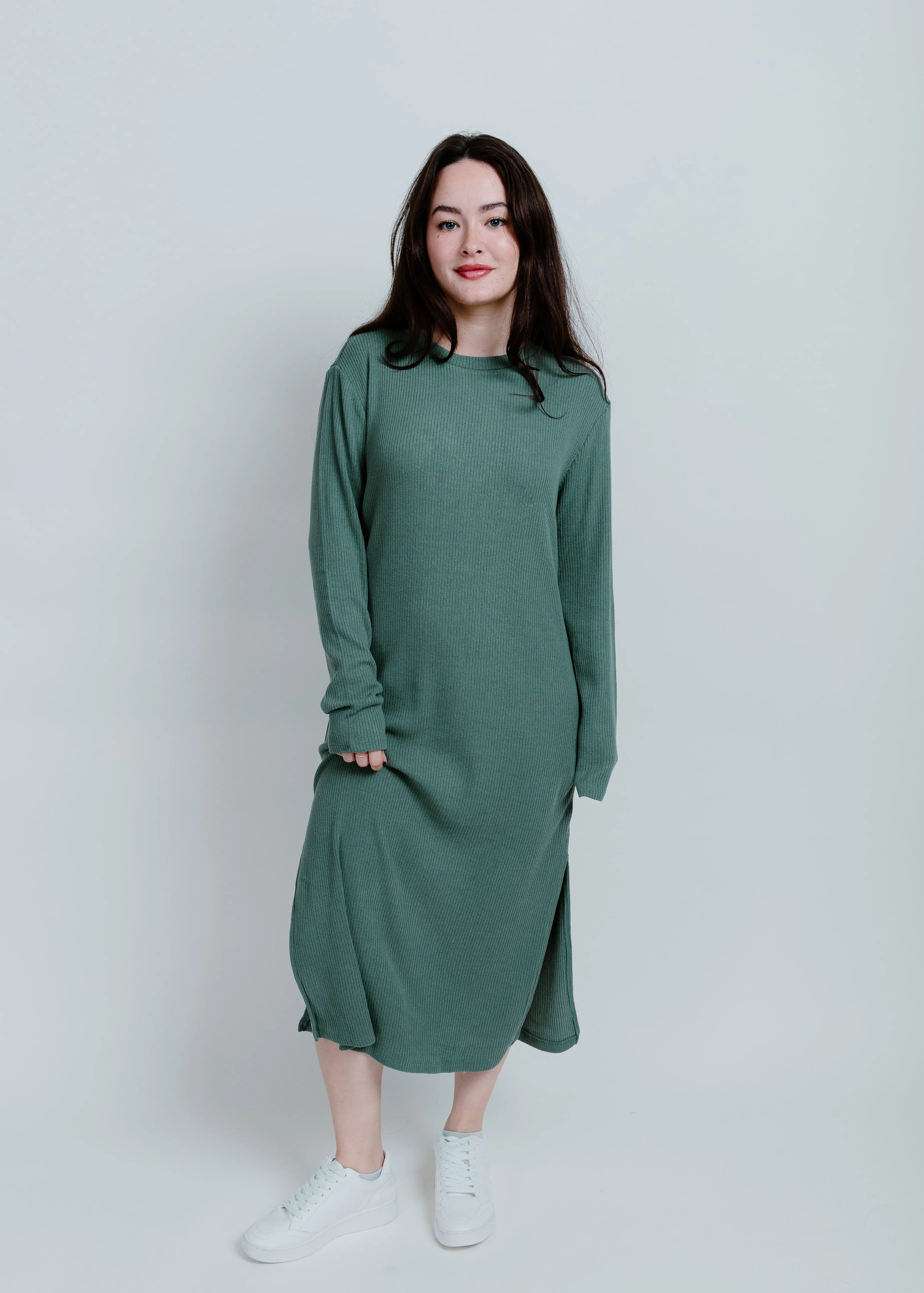 Camila Long Sleeve Midi Dress - Green