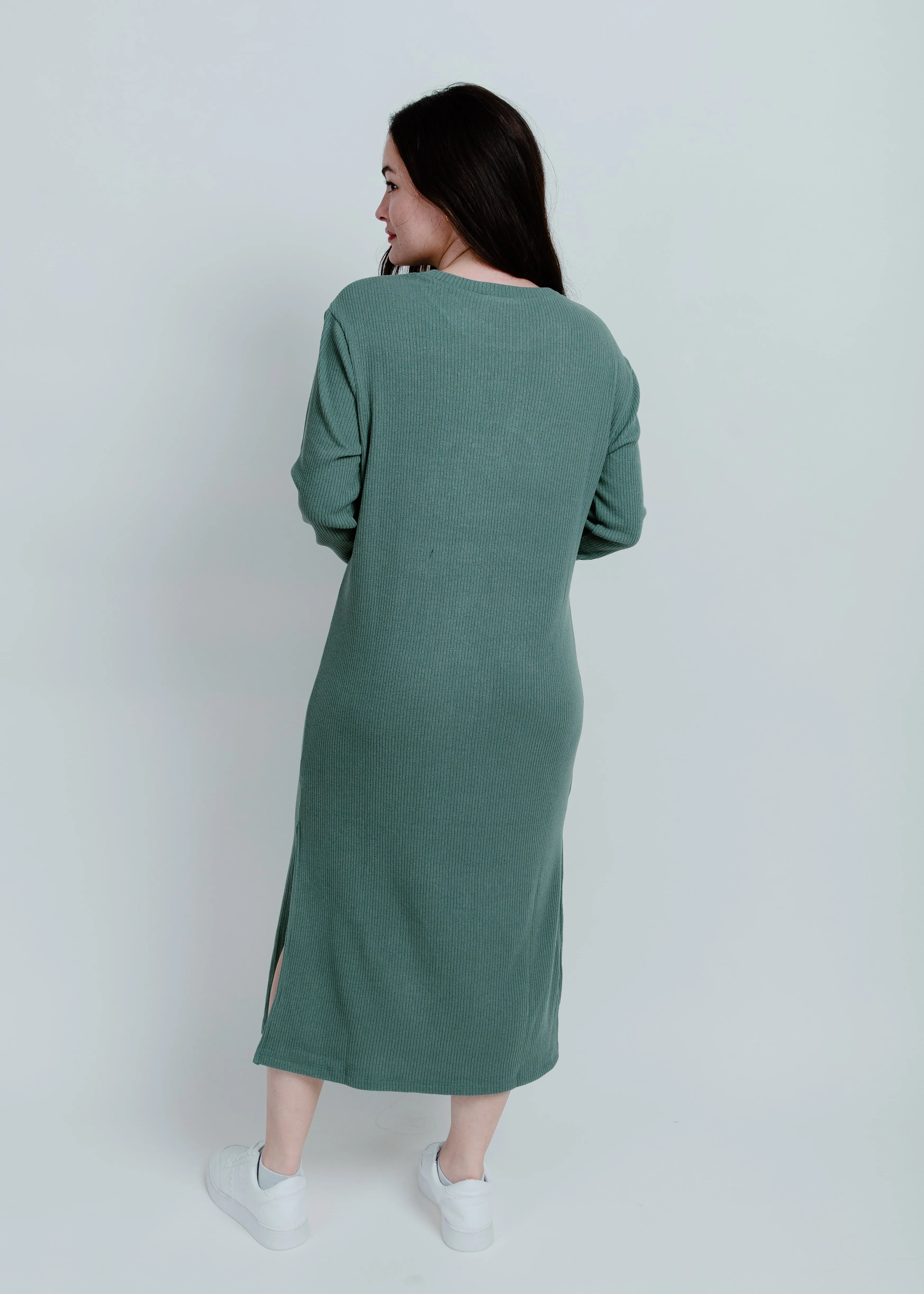 Camila Long Sleeve Midi Dress - Green
