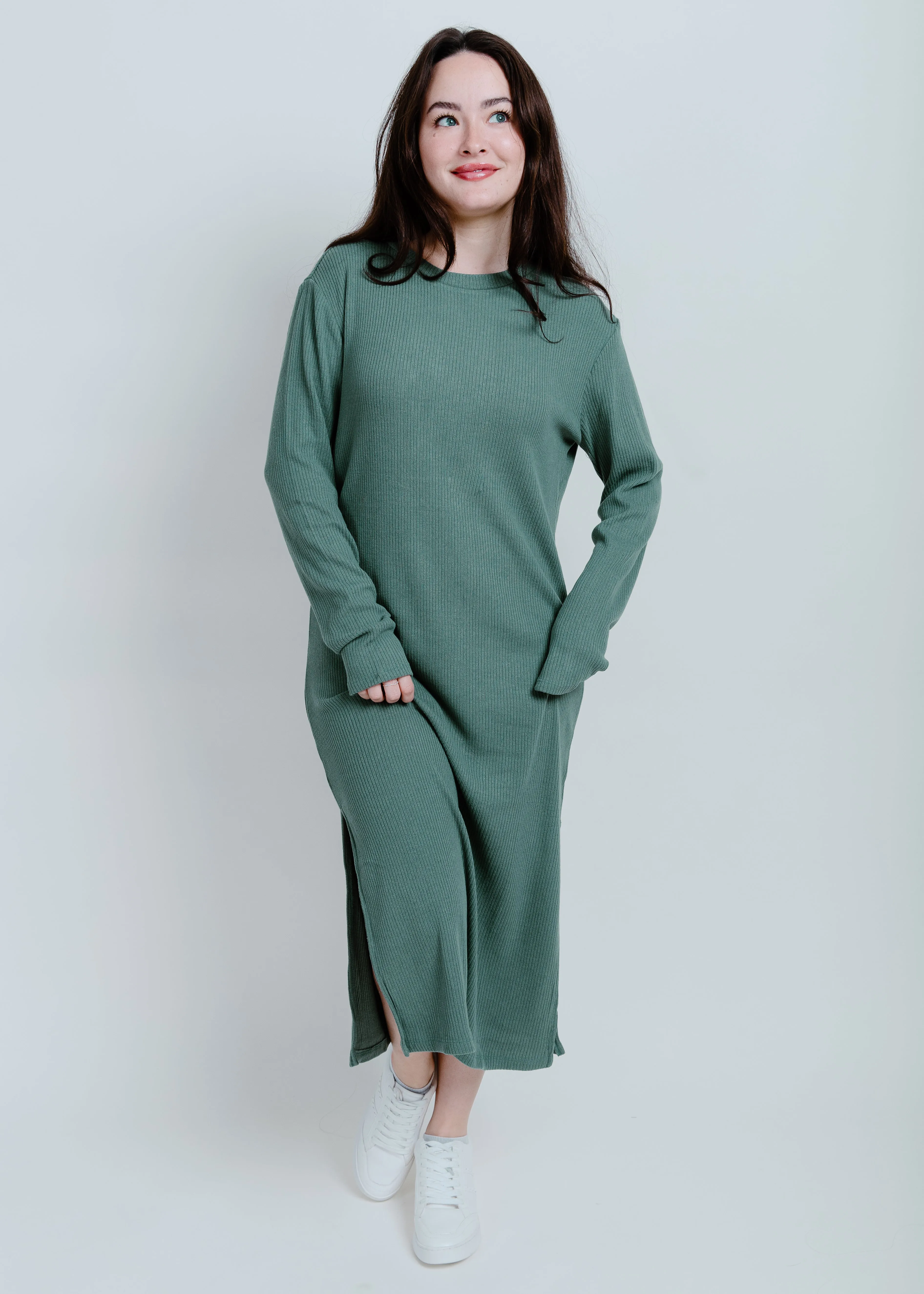 Camila Long Sleeve Midi Dress - Green