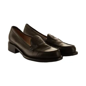 Chanel Black Logo Loafers