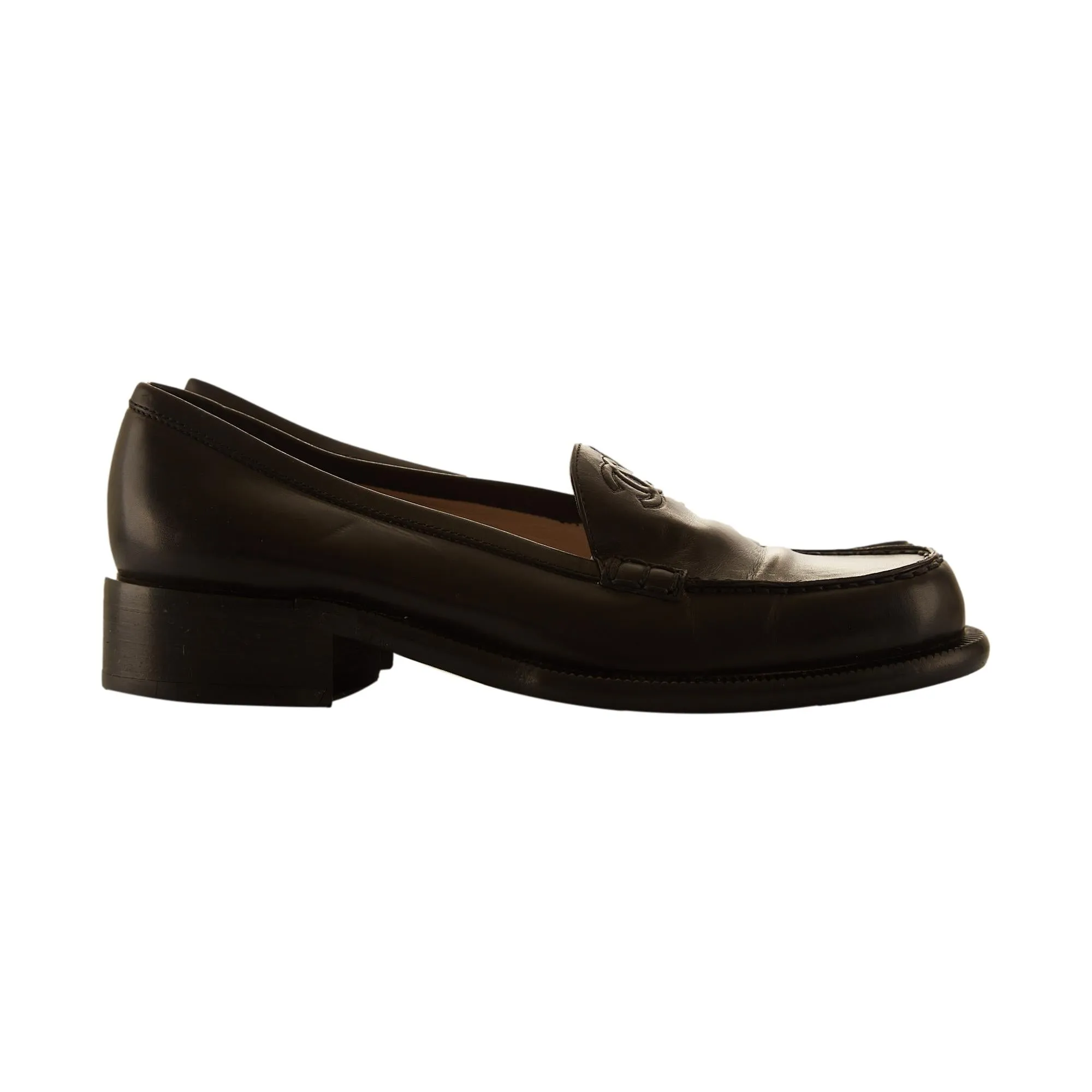 Chanel Black Logo Loafers