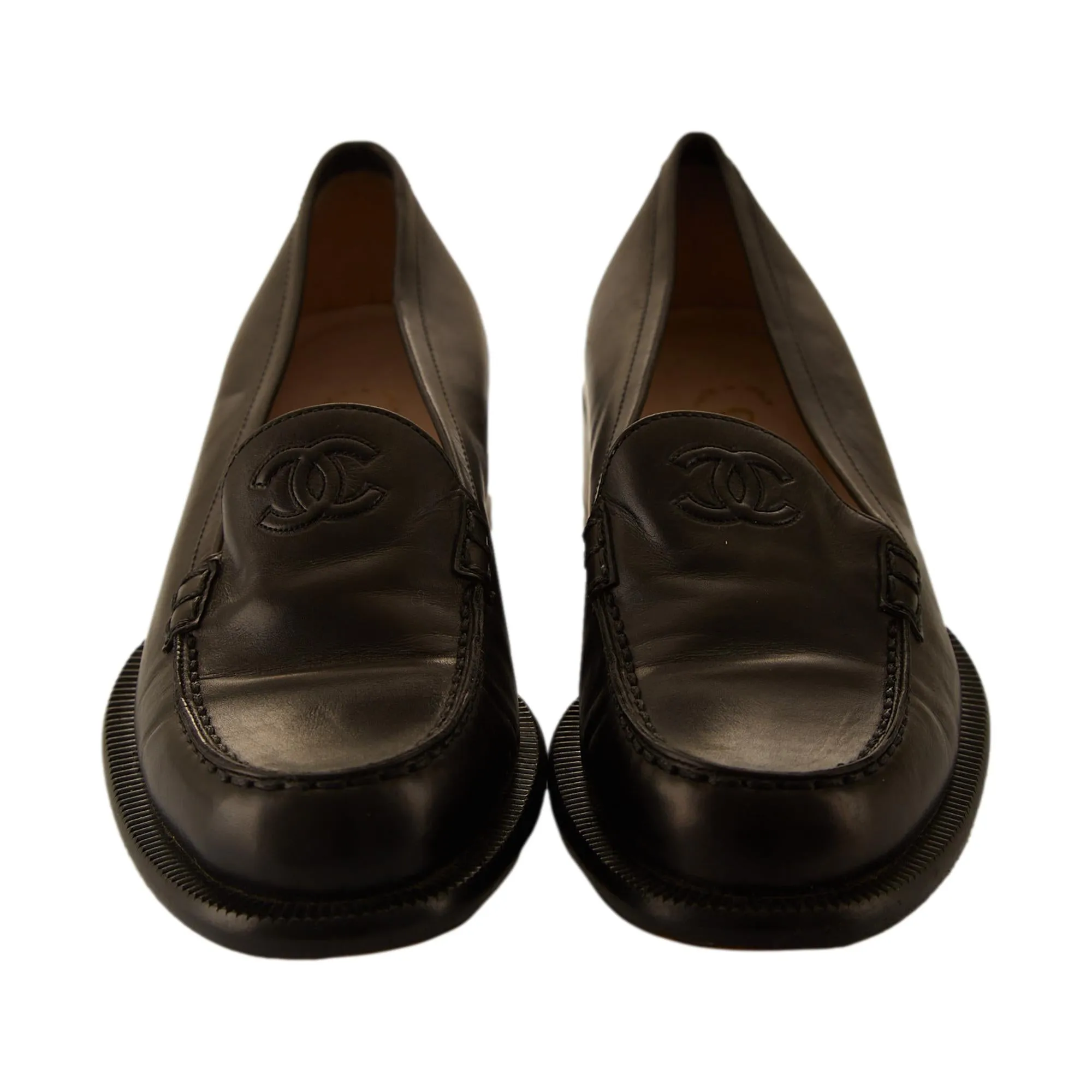 Chanel Black Logo Loafers