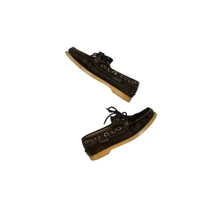 Chanel Brown Logo Chain Boat Shoes