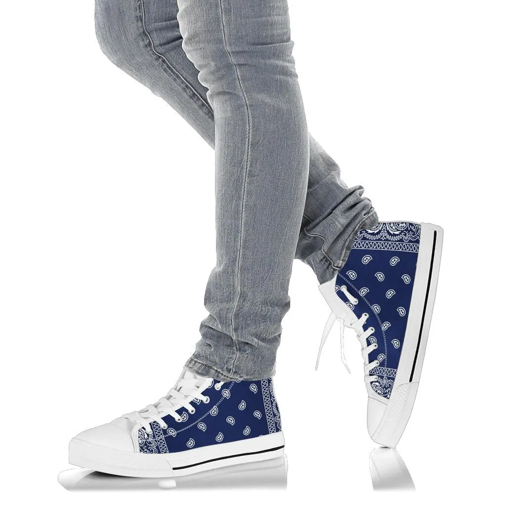 Crip Blue Bandana High Top White Sole Chuck Sneakers