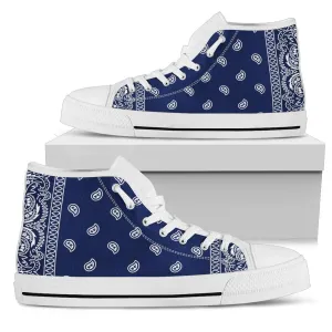 Crip Blue Bandana High Top White Sole Chuck Sneakers