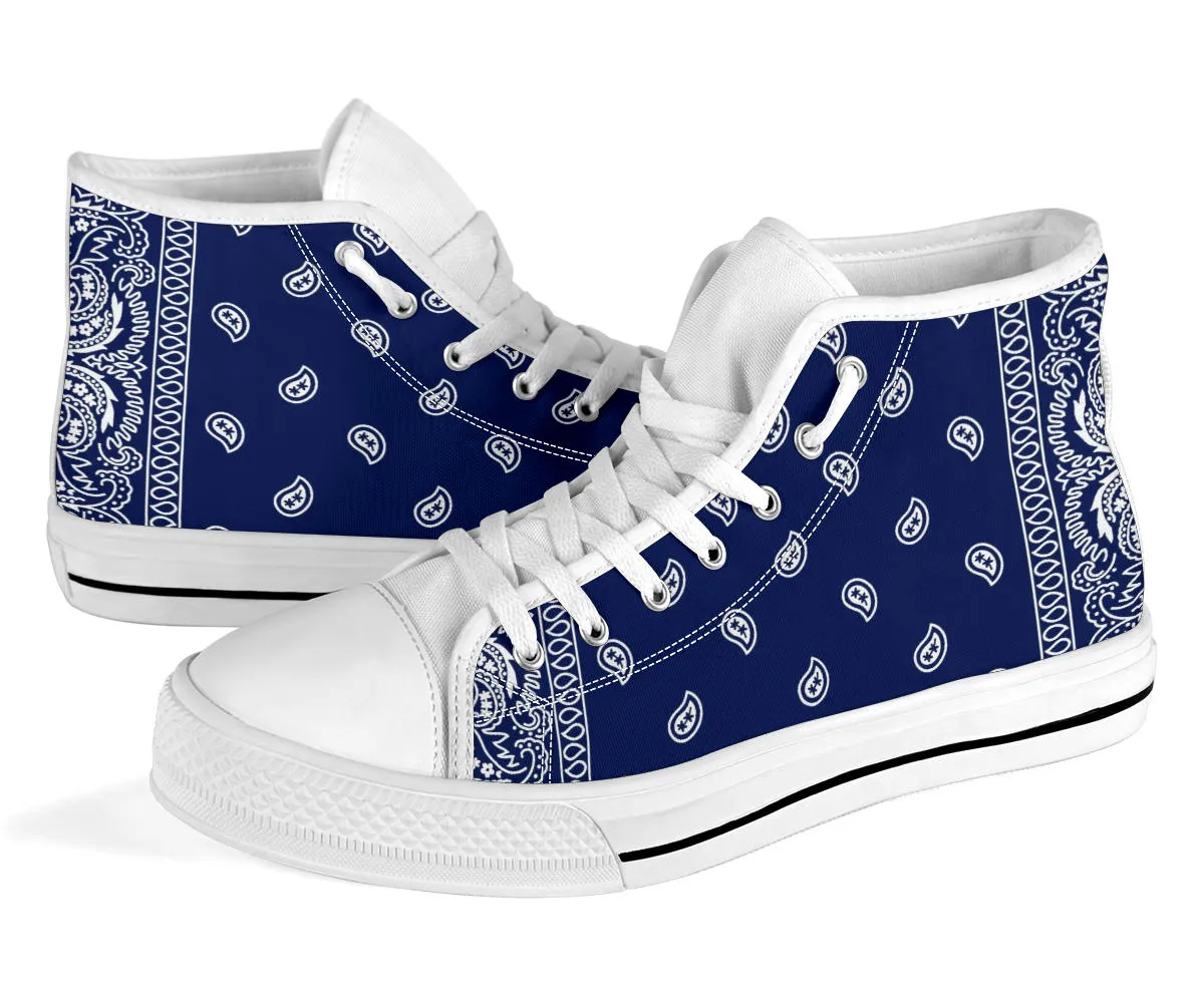 Crip Blue Bandana High Top White Sole Chuck Sneakers