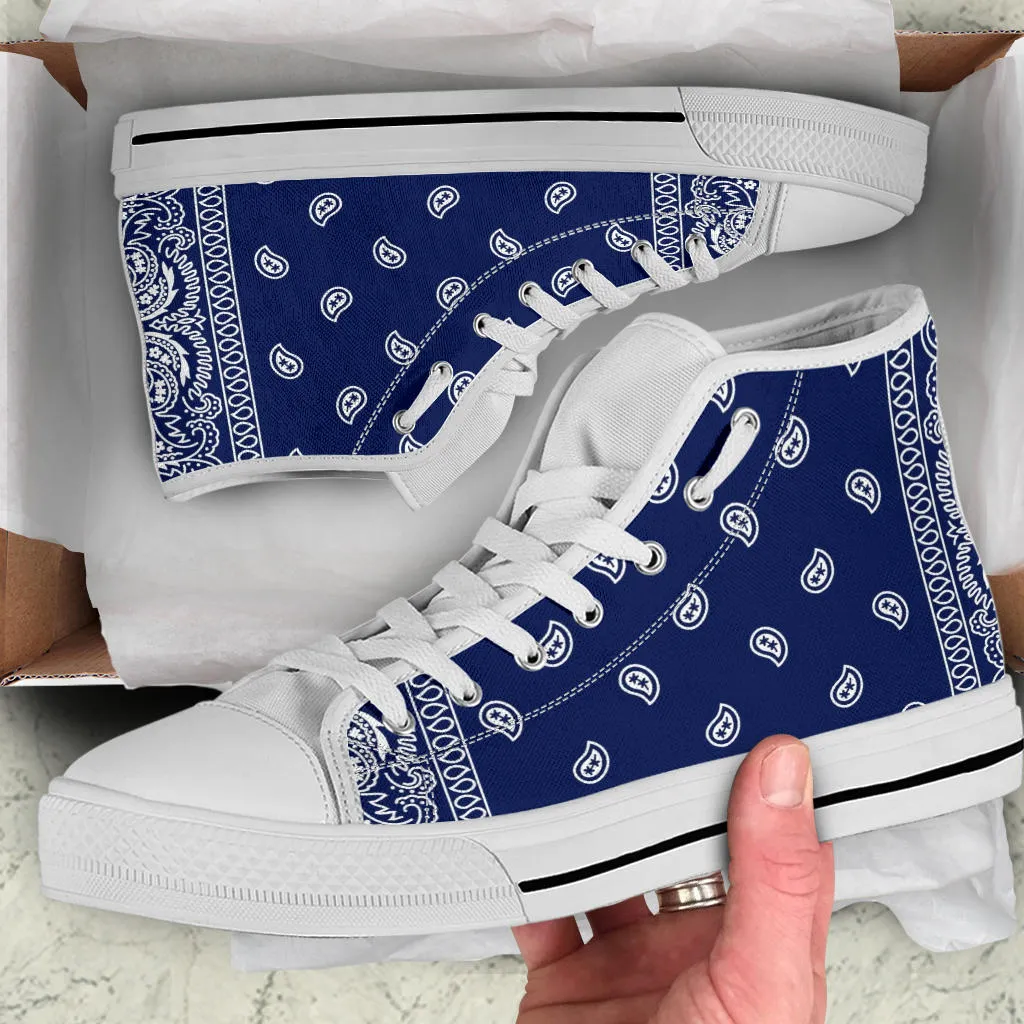 Crip Blue Bandana High Top White Sole Chuck Sneakers