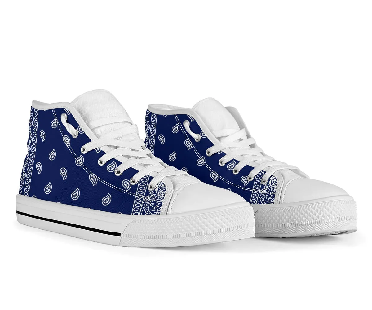 Crip Blue Bandana High Top White Sole Chuck Sneakers