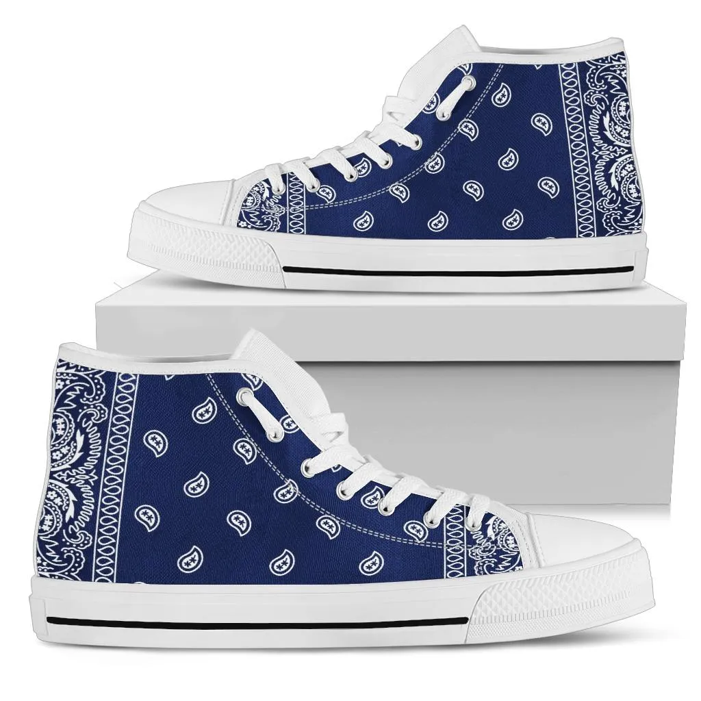 Crip Blue Bandana High Top White Sole Chuck Sneakers