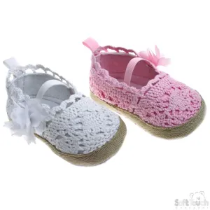 Crochet Knitted Shoes W/Plain Elastic Strap & Flower: B2160