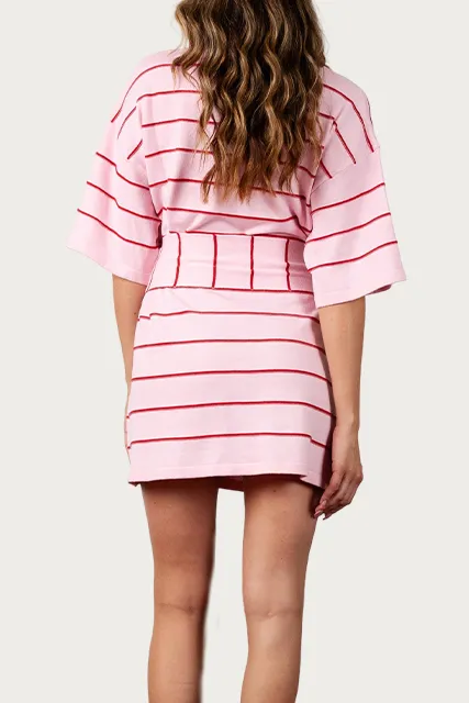 CYBELLE BELTED KNIT MINI DRESS