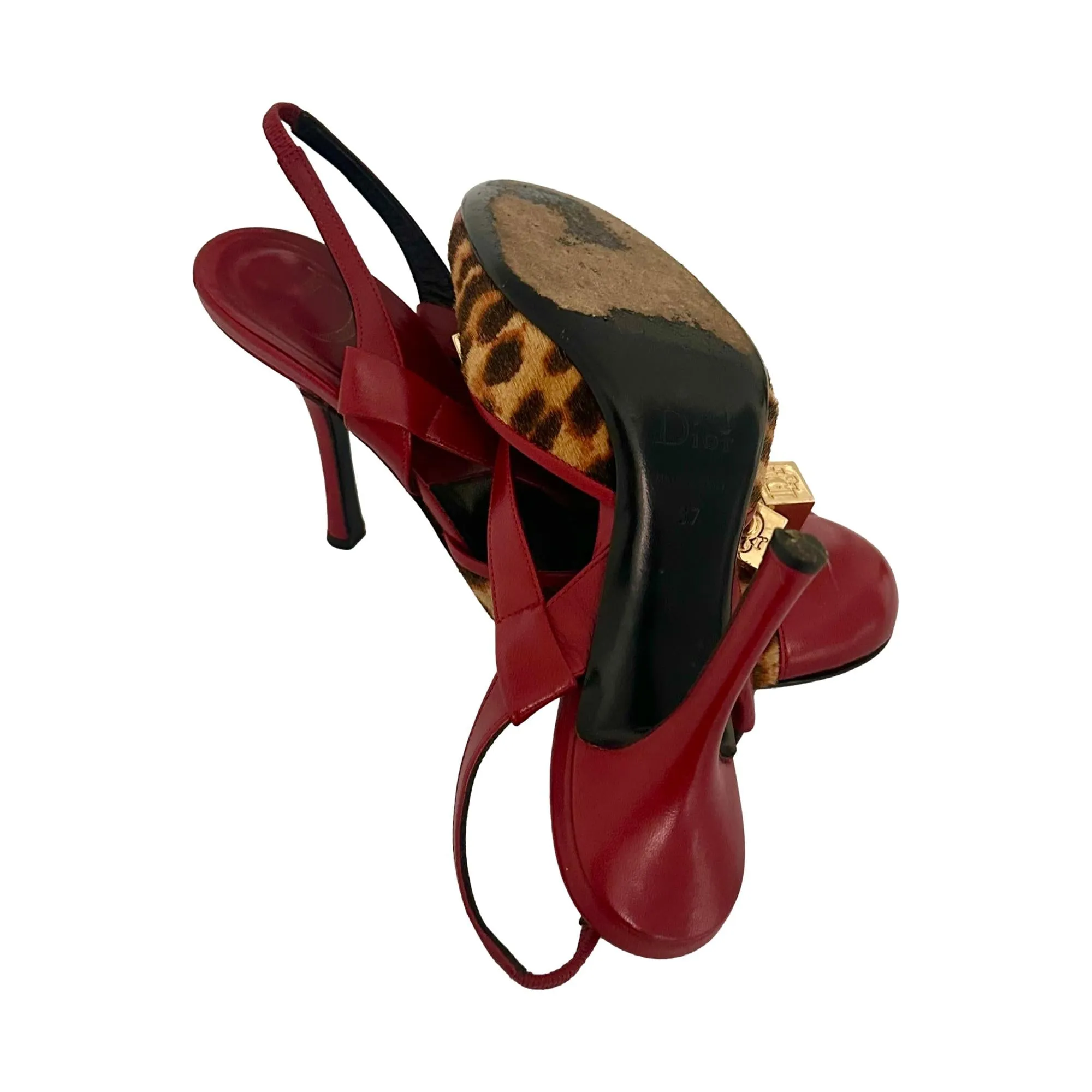 Dior Cheetah Gambler Logo Heels