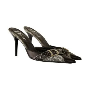 Dior Denim   Black Logo Heels