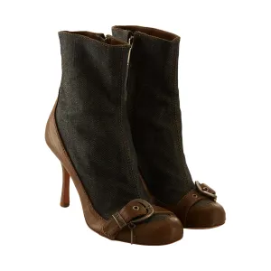 Dior Denim Logo Buckle Boots