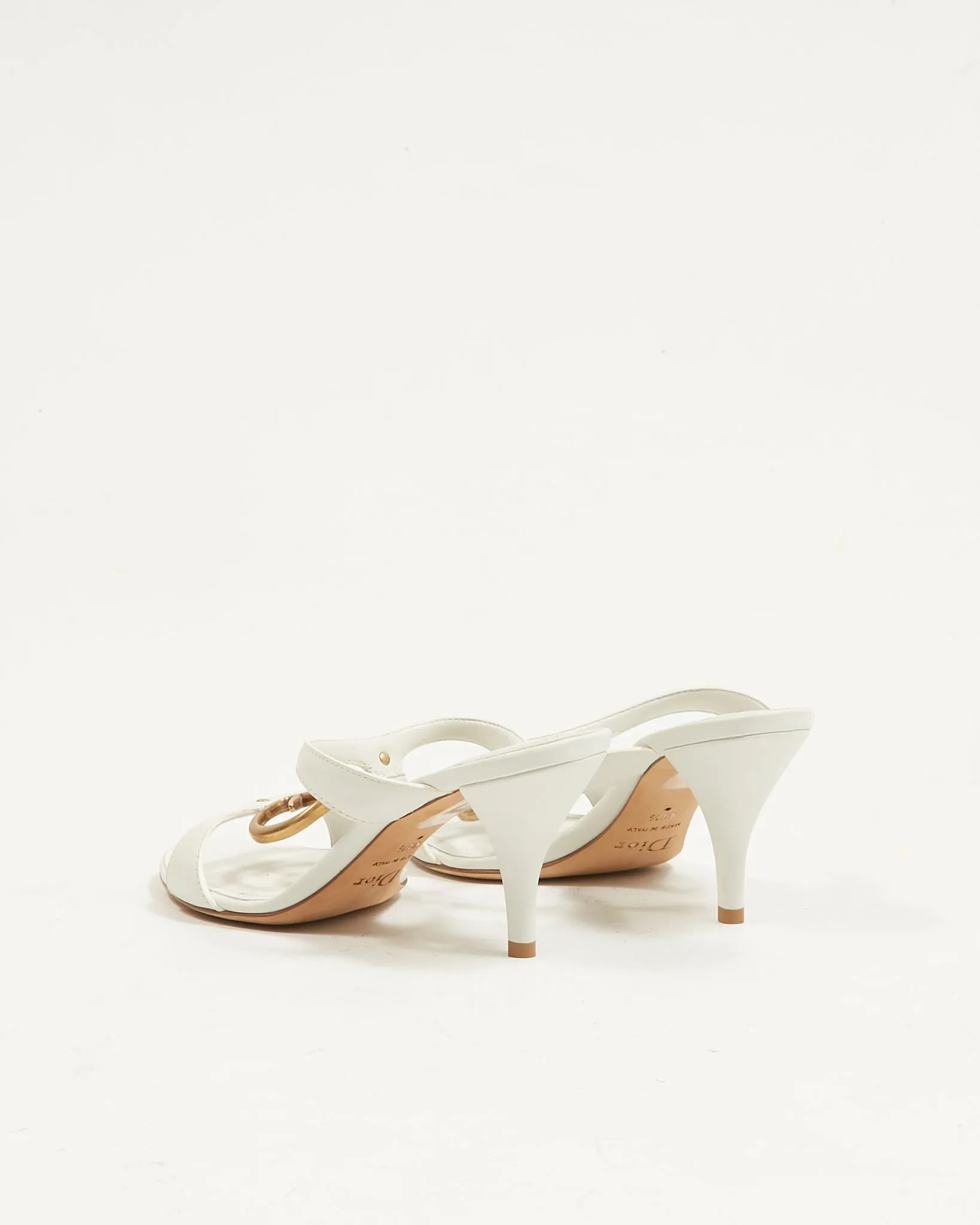 Dior White CD Logo Sandal Heel - 38.5
