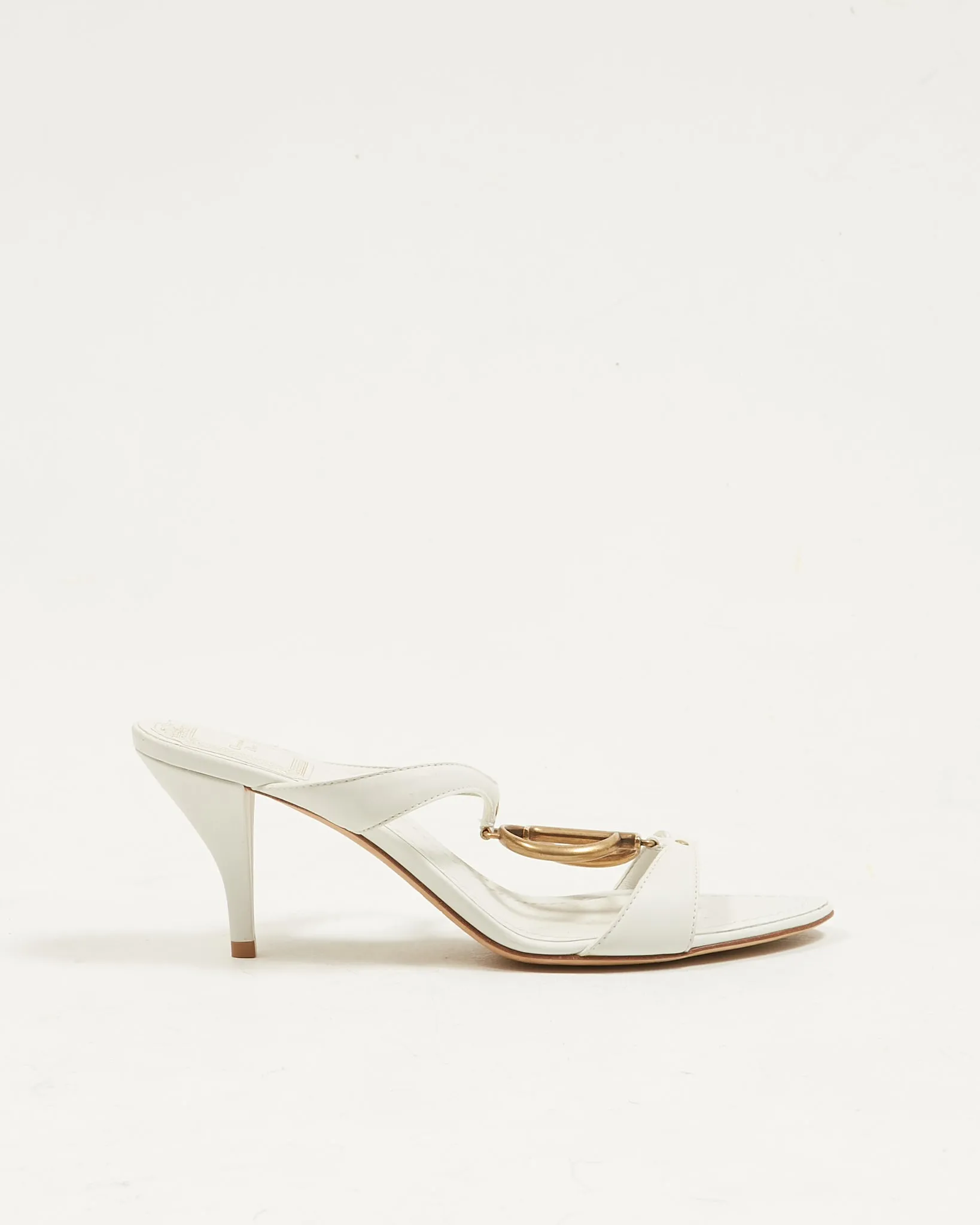 Dior White CD Logo Sandal Heel - 38.5