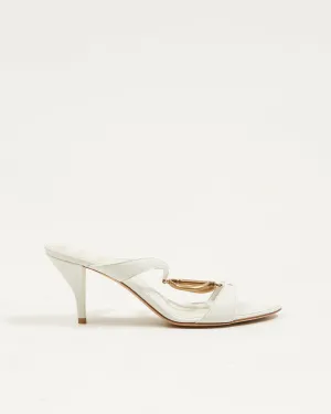 Dior White CD Logo Sandal Heel - 38.5