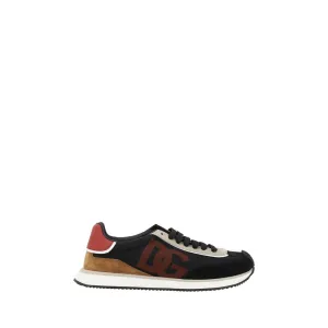 Dolce&Gabbana Men Black Sneakers Suede Leather Logo Lace Up Casual Trainer Shoes