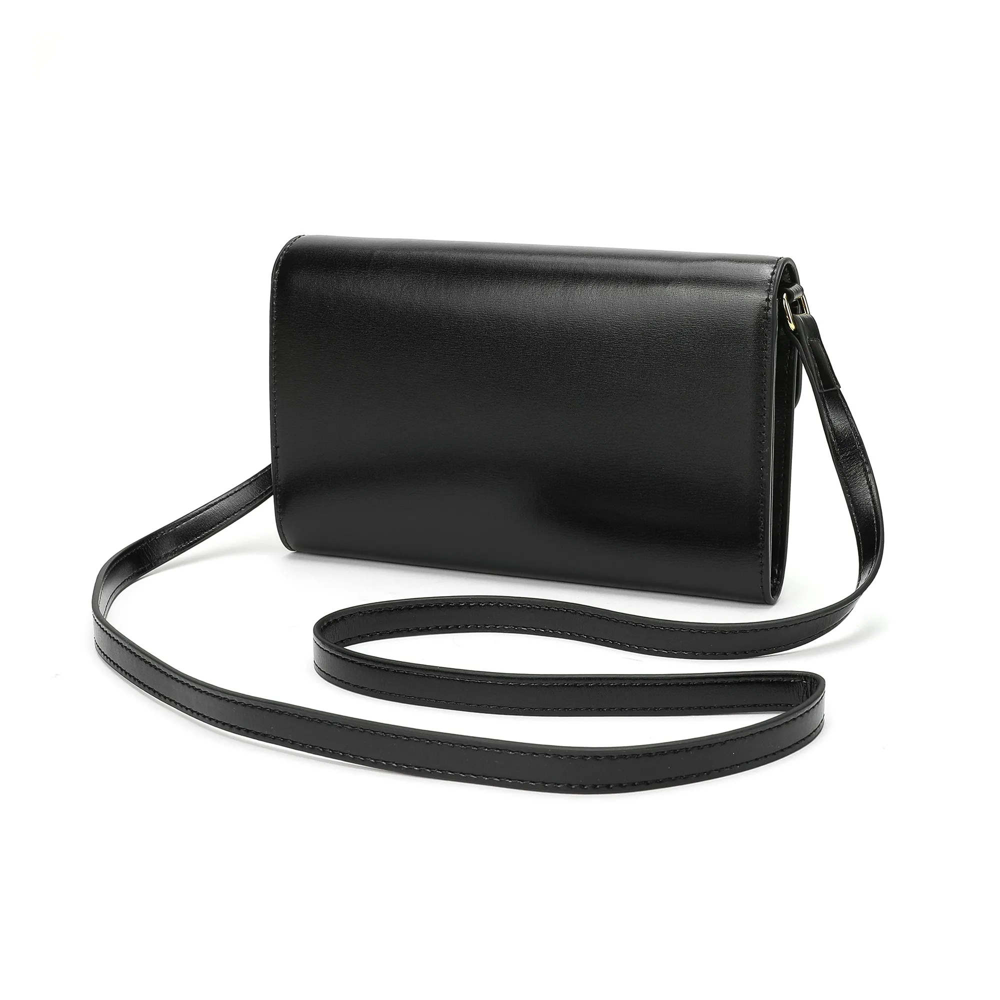 Elegant Structured Crossbody Bag with Gold-Tone Lock