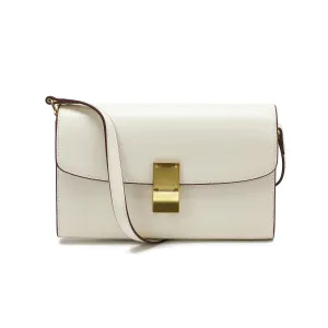 Elegant Structured Crossbody Bag with Gold-Tone Lock