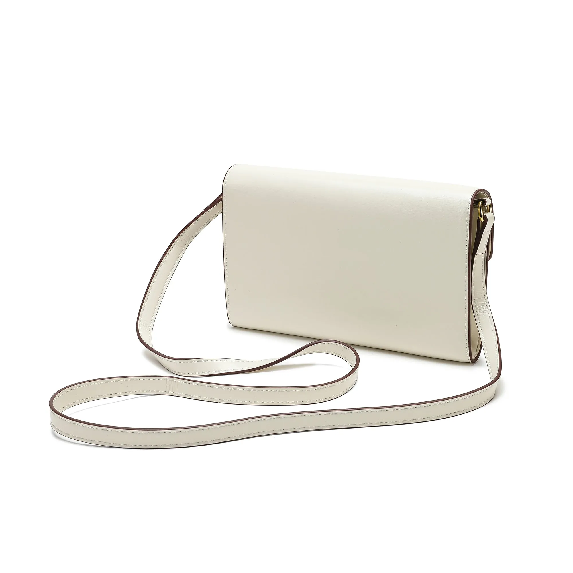 Elegant Structured Crossbody Bag with Gold-Tone Lock