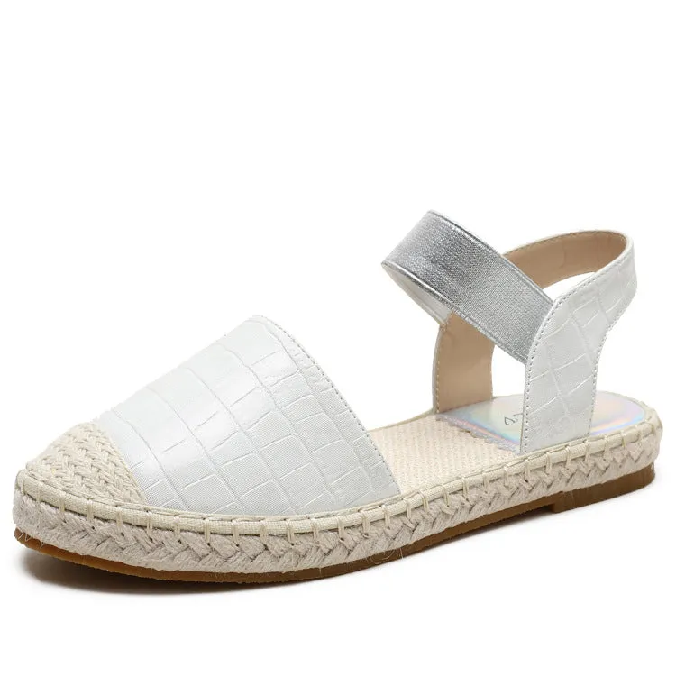 Fisherman's Baotou Women Wear Soft-soled Straw Woven Large Size Shoes And Pedal Lazy Sandals