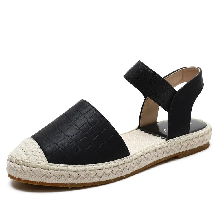 Fisherman's Baotou Women Wear Soft-soled Straw Woven Large Size Shoes And Pedal Lazy Sandals