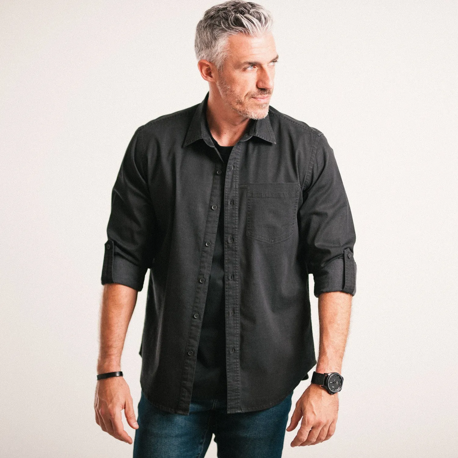 Freelancer Casual Shirt – Black Cotton Stretch Twill