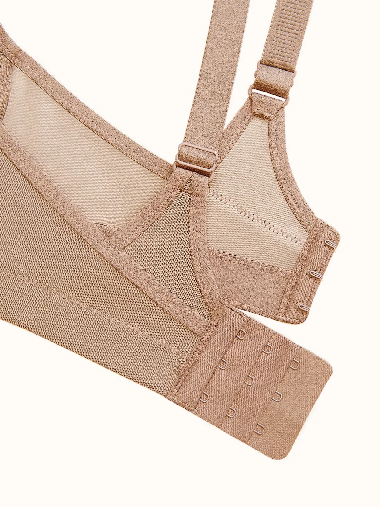 Full Coverage High Support Solid Stress Reliever Sports Bra Nude