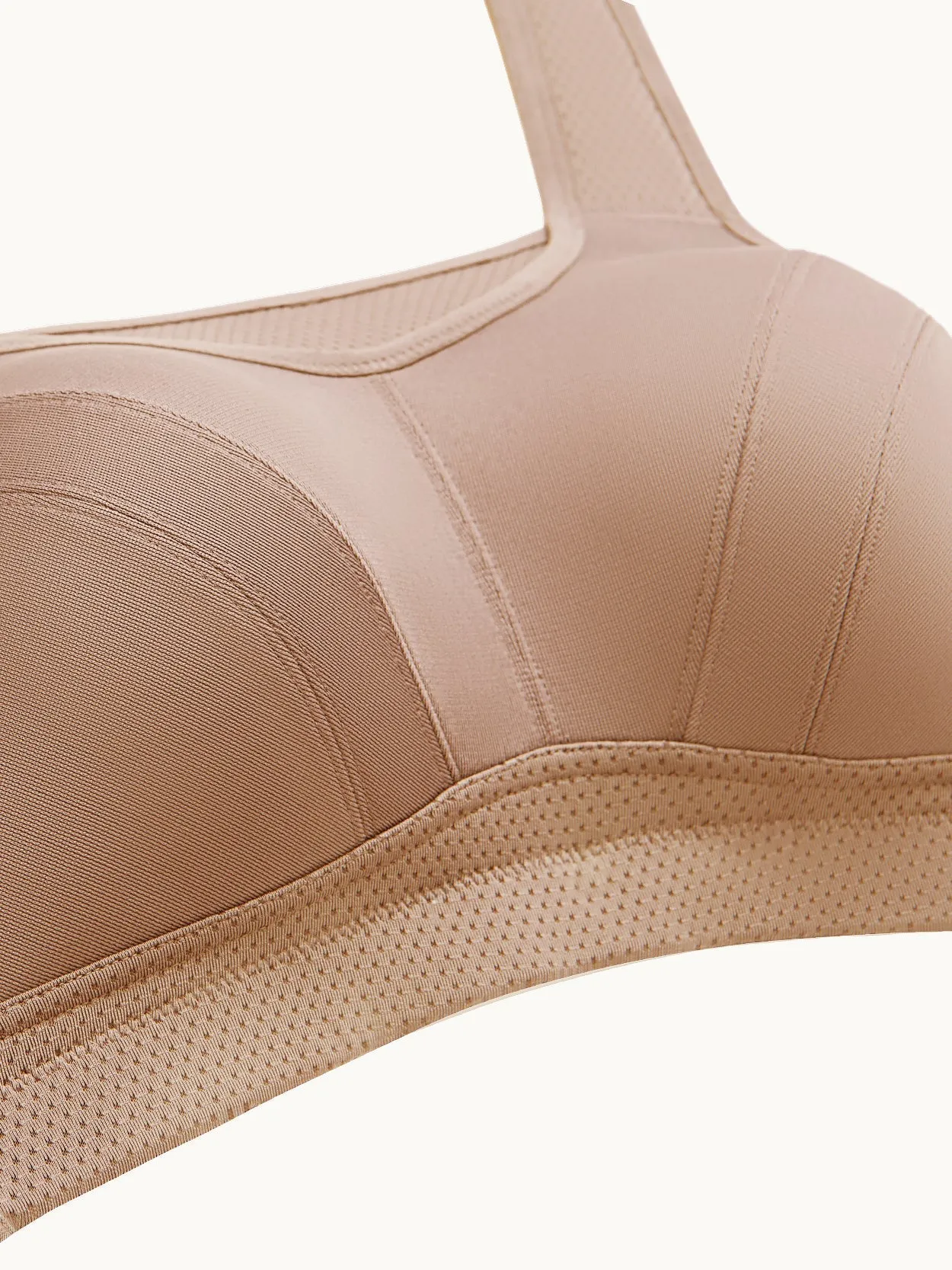 Full Coverage High Support Solid Stress Reliever Sports Bra Nude