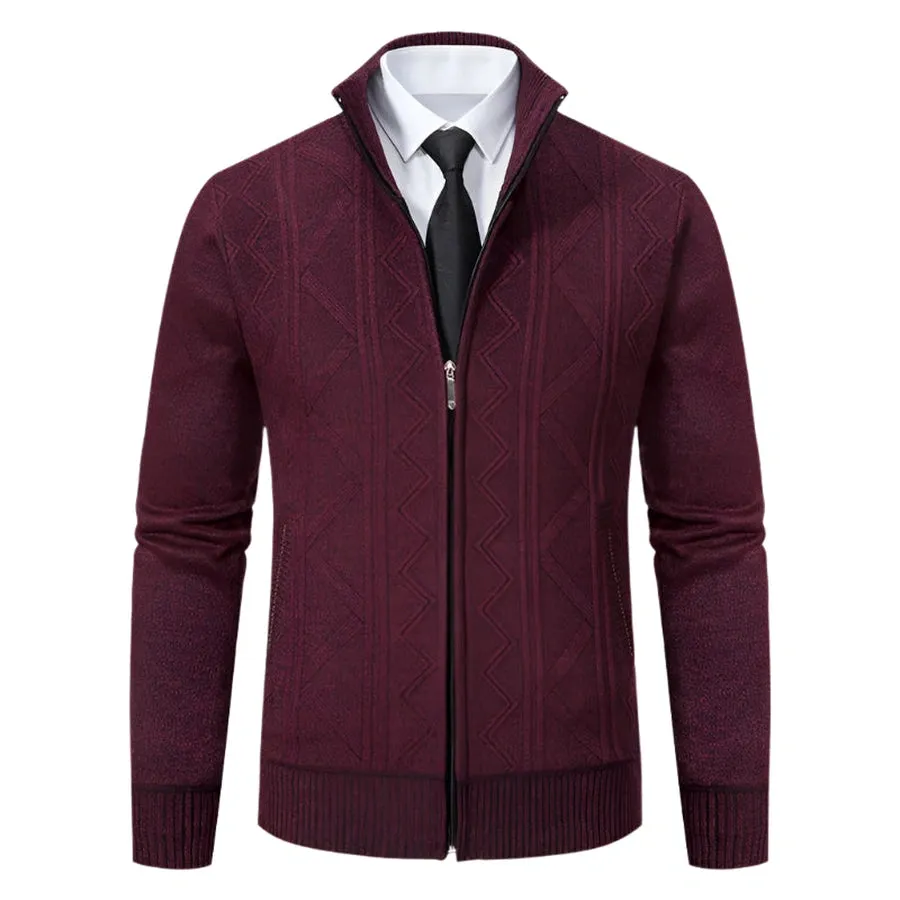 Geometric Full-Zip Knit Cardigans