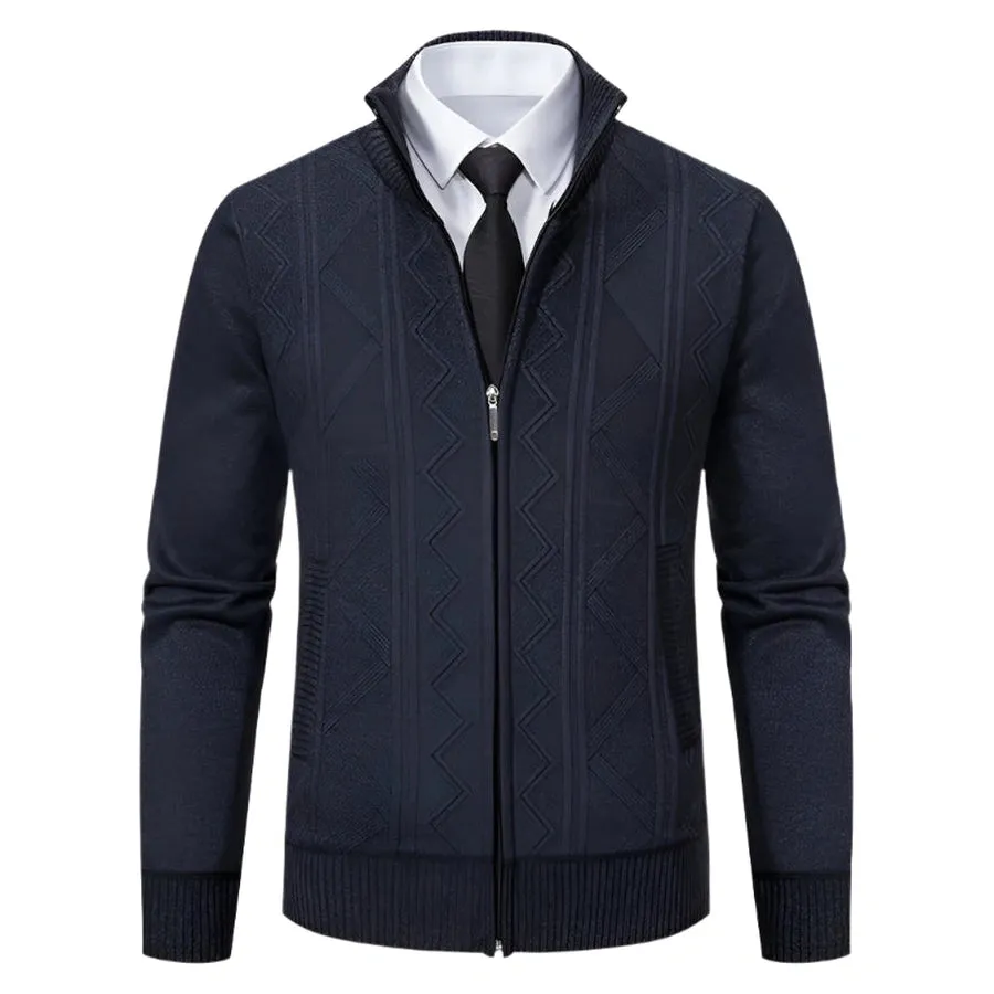 Geometric Full-Zip Knit Cardigans