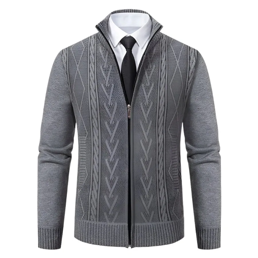 Geometric Full-Zip Knit Cardigans